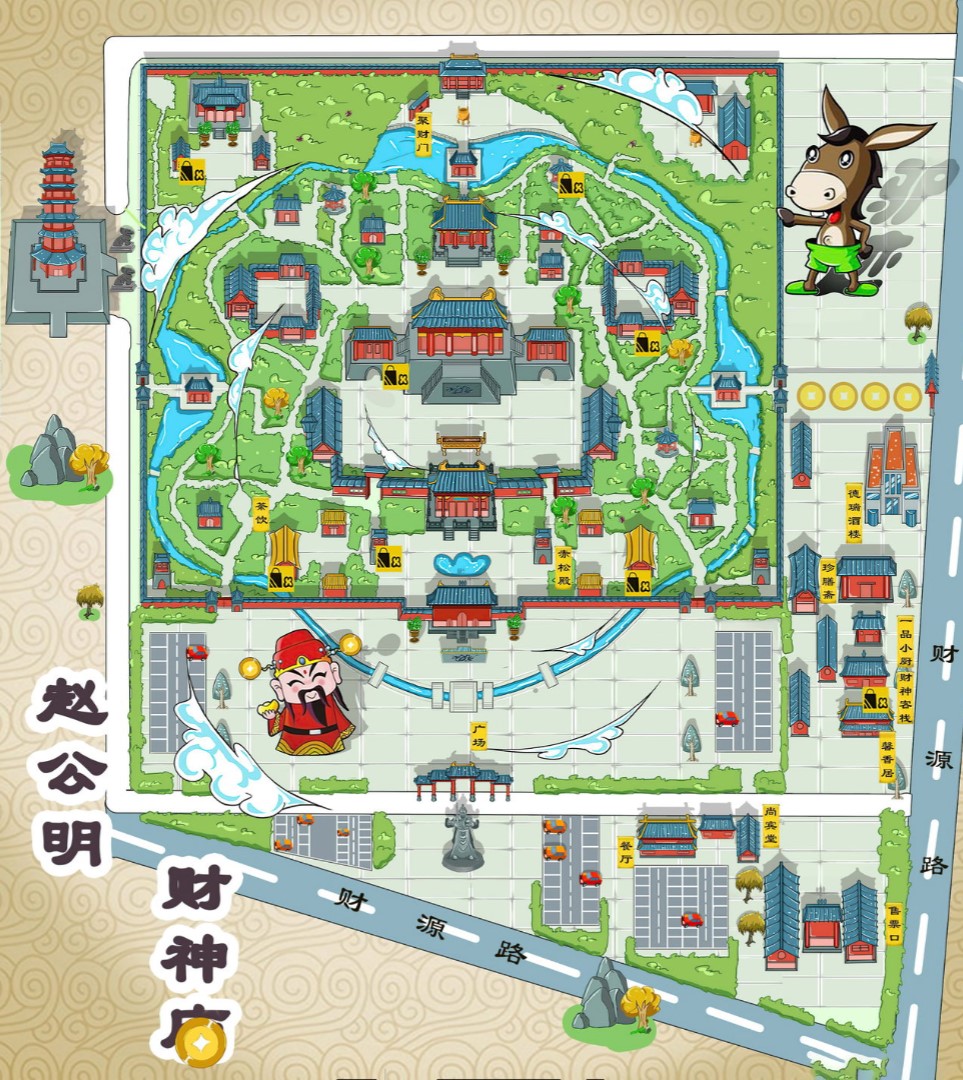 临邑寺庙类手绘地图